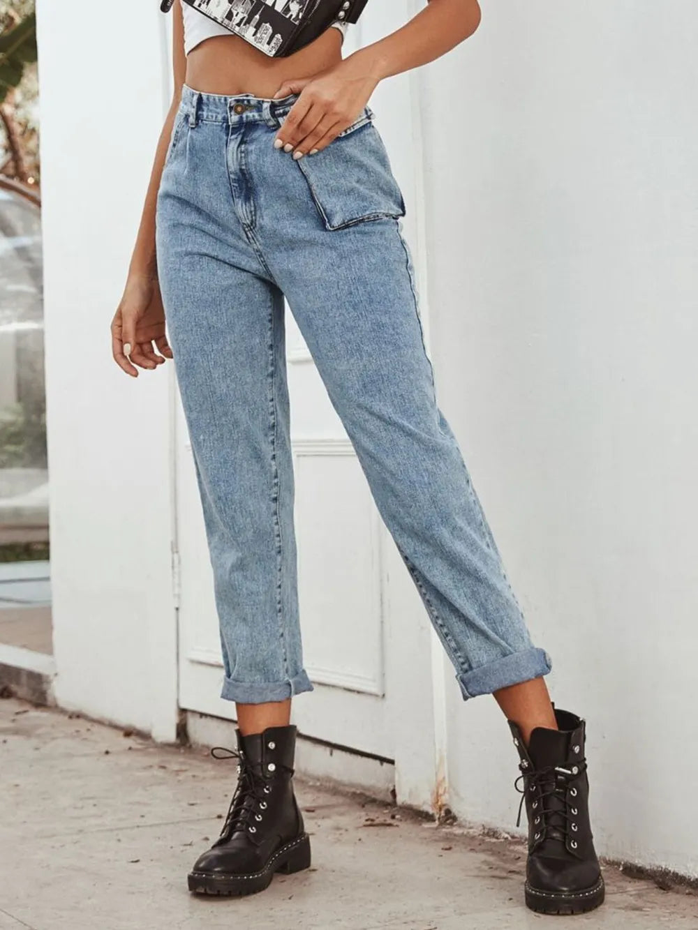 High Waist Straight Leg Jeans - Korvel