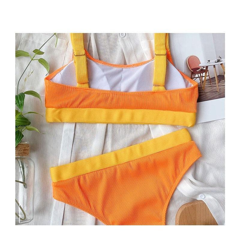Ensemble de bikini deux pièces taille haute pour femmes