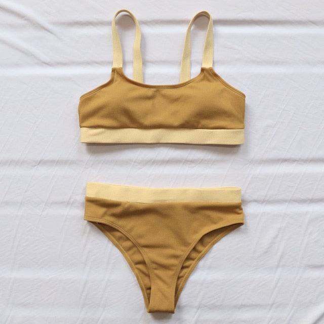 Ensemble de bikini deux pièces taille haute pour femmes