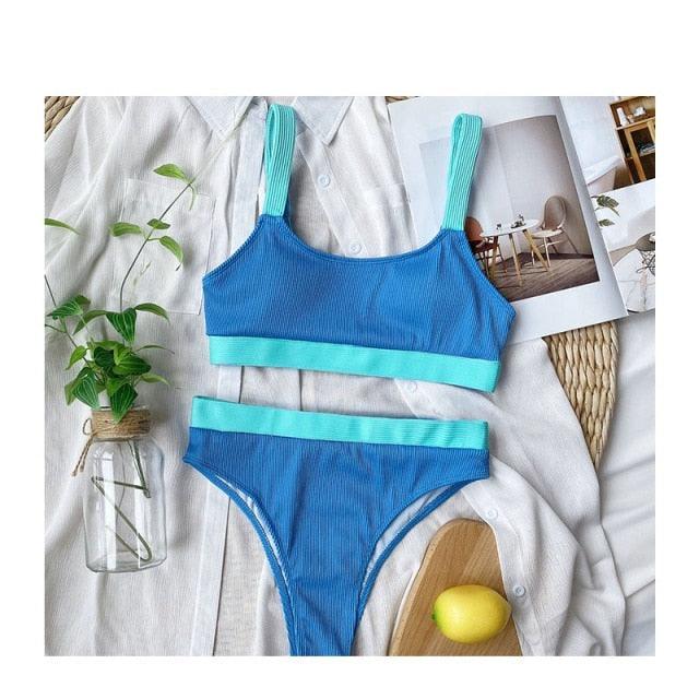 Ensemble de bikini deux pièces taille haute pour femmes