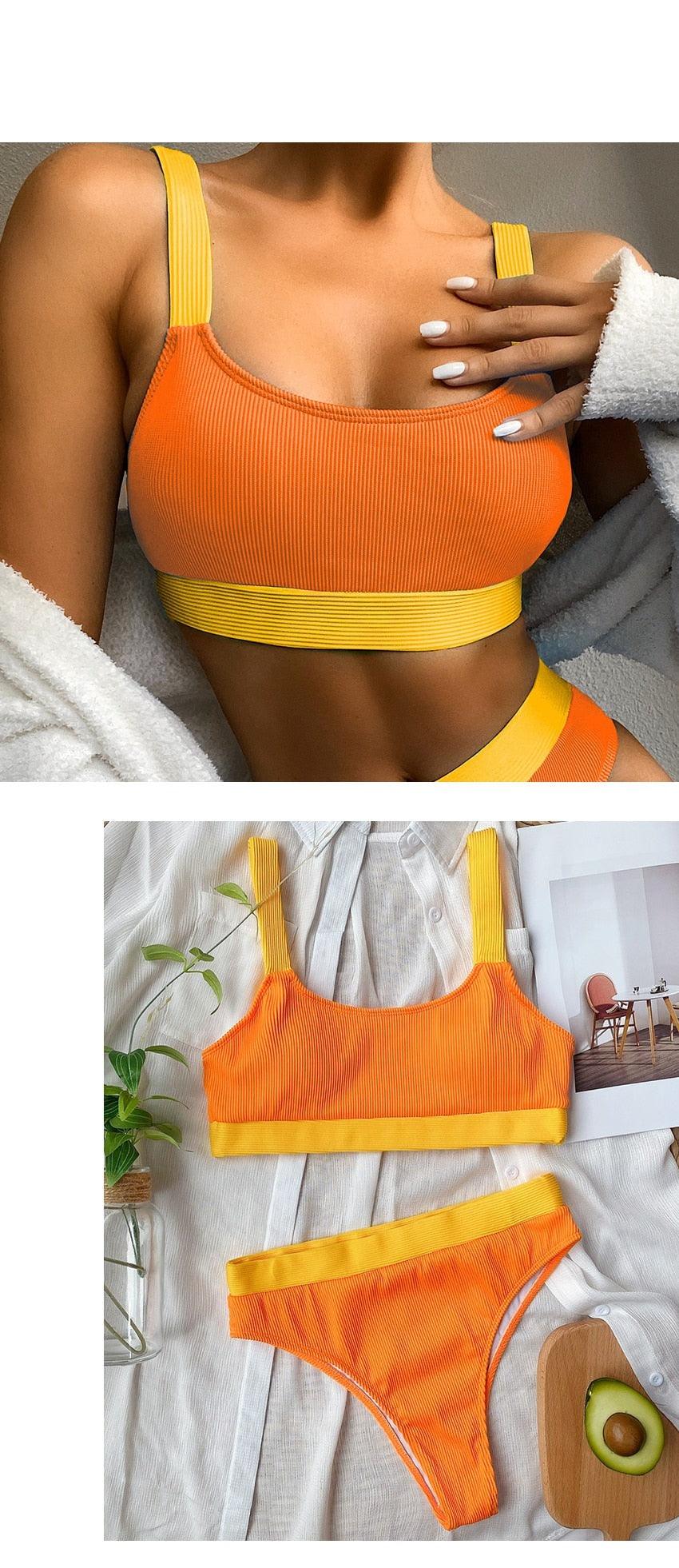 Ensemble de bikini deux pièces taille haute pour femmes
