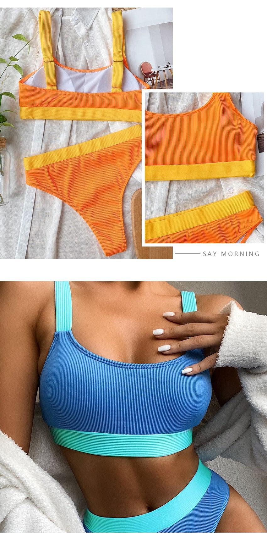 Ensemble de bikini deux pièces taille haute pour femmes