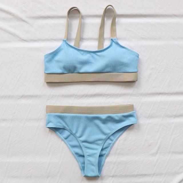 Ensemble de bikini deux pièces taille haute pour femmes