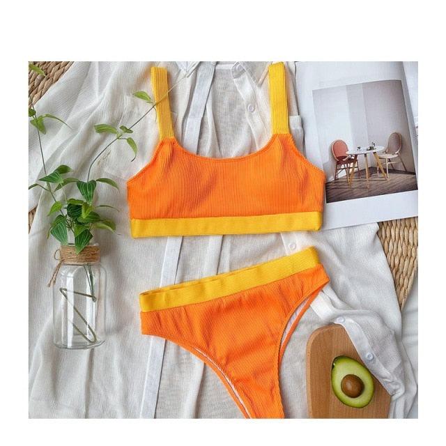 Ensemble de bikini deux pièces taille haute pour femmes