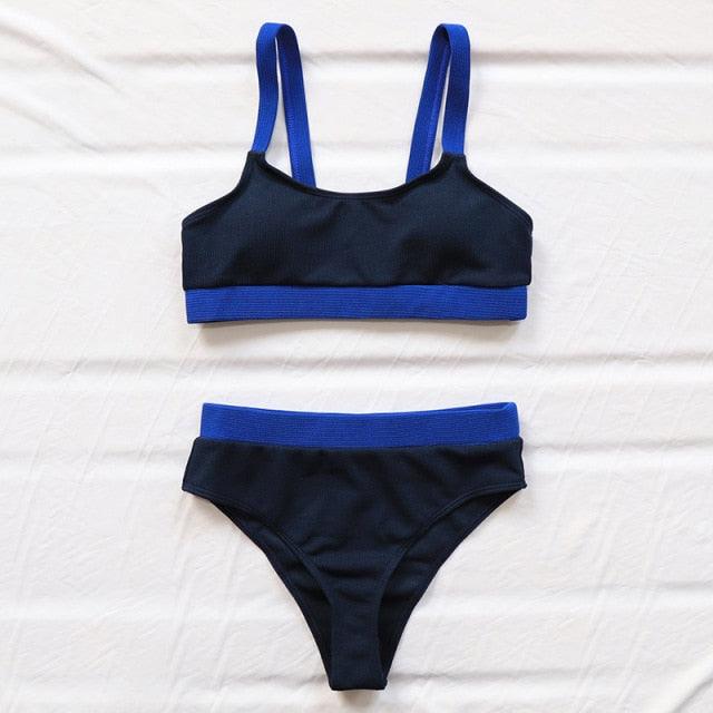 Ensemble de bikini deux pièces taille haute pour femmes
