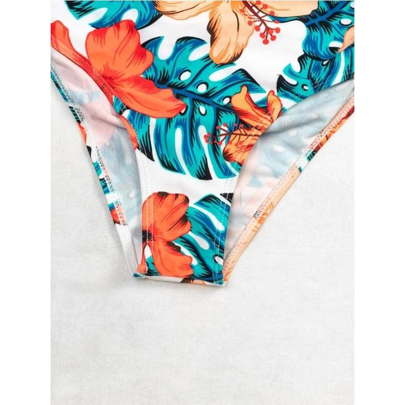 Chic High-Waist Floral Bikini Set - 3-Piece Summer Swimwear for Women - Korvel