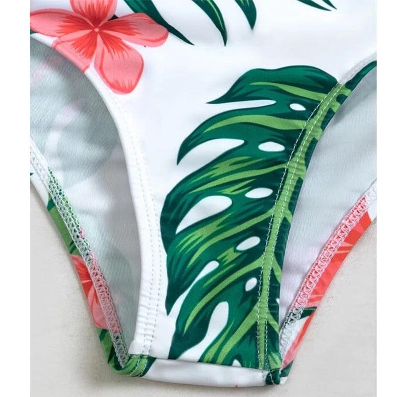 Chic High-Waist Floral Bikini Set - 3-Piece Summer Swimwear for Women - Korvel