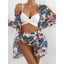 Chic High-Waist Floral Bikini Set - 3-Piece Summer Swimwear for Women - Korvel