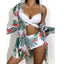 Chic High-Waist Floral Bikini Set - 3-Piece Summer Swimwear for Women - Korvel