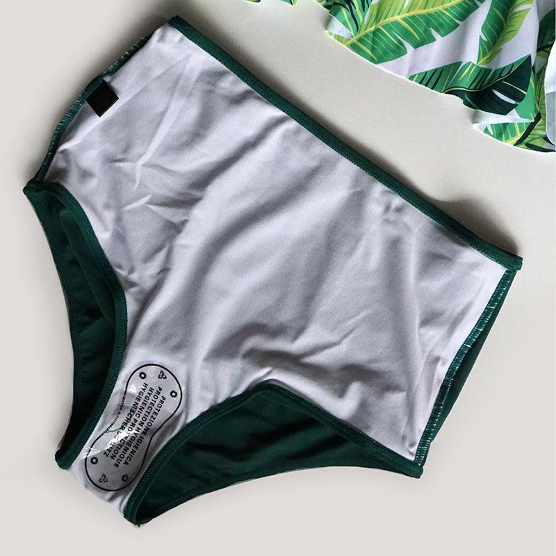 High Waist Leaf Print Bikini Set for Women