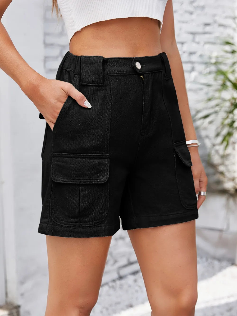 High Waist Washed Denim Shorts - Korvel