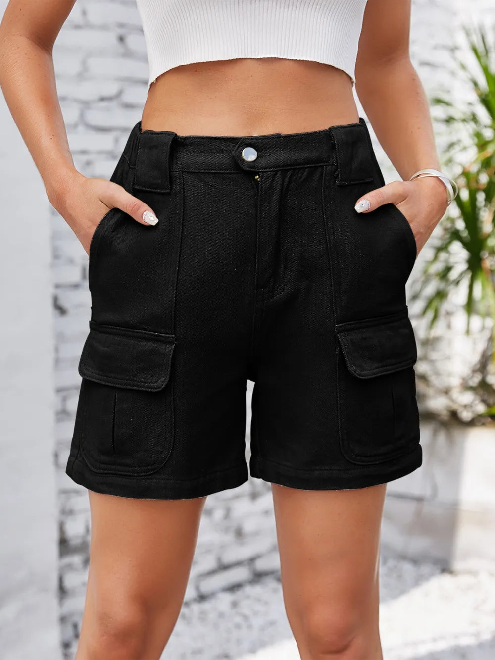 High Waist Washed Denim Shorts - Korvel