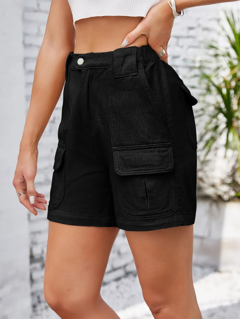 High Waist Washed Denim Shorts - Korvel