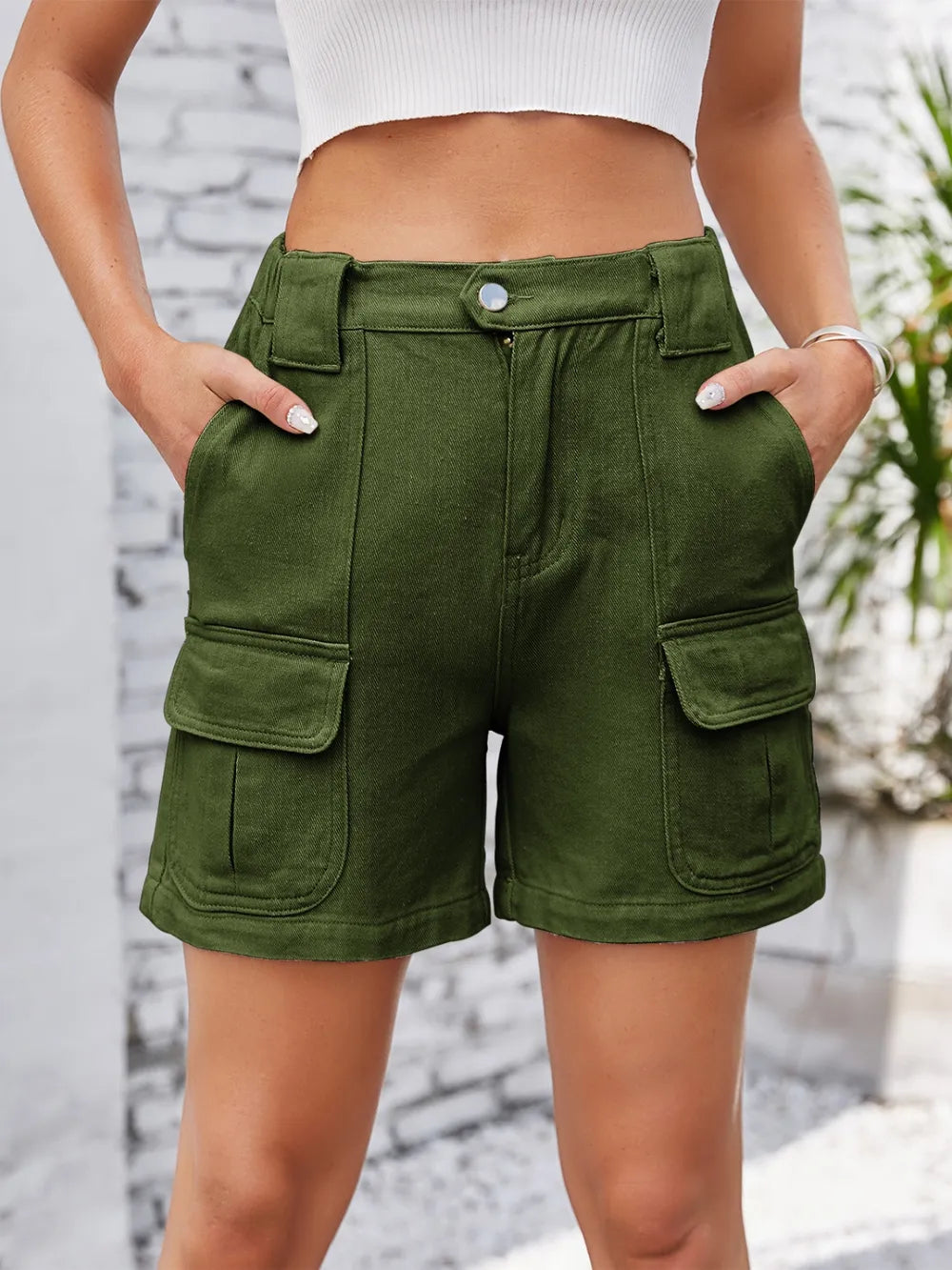 High Waist Washed Denim Shorts - Korvel