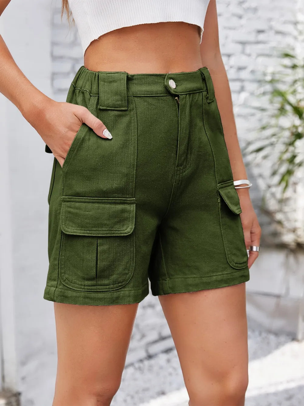 High Waist Washed Denim Shorts - Korvel