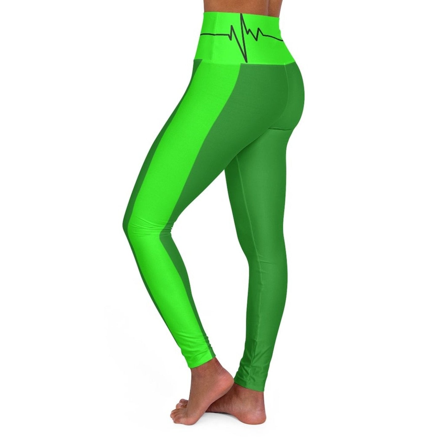 Leggings de yoga taille haute - Vert forêt et vert néon