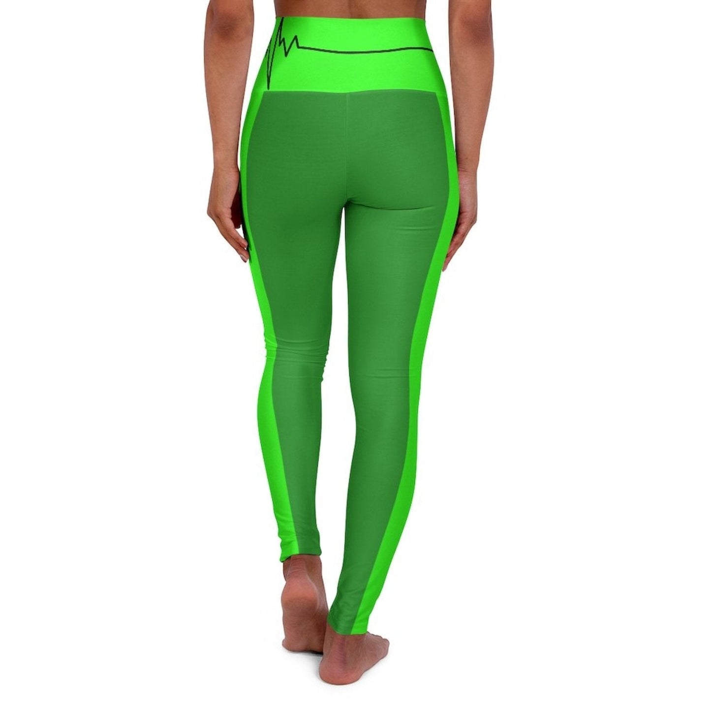 Leggings de yoga taille haute - Vert forêt et vert néon