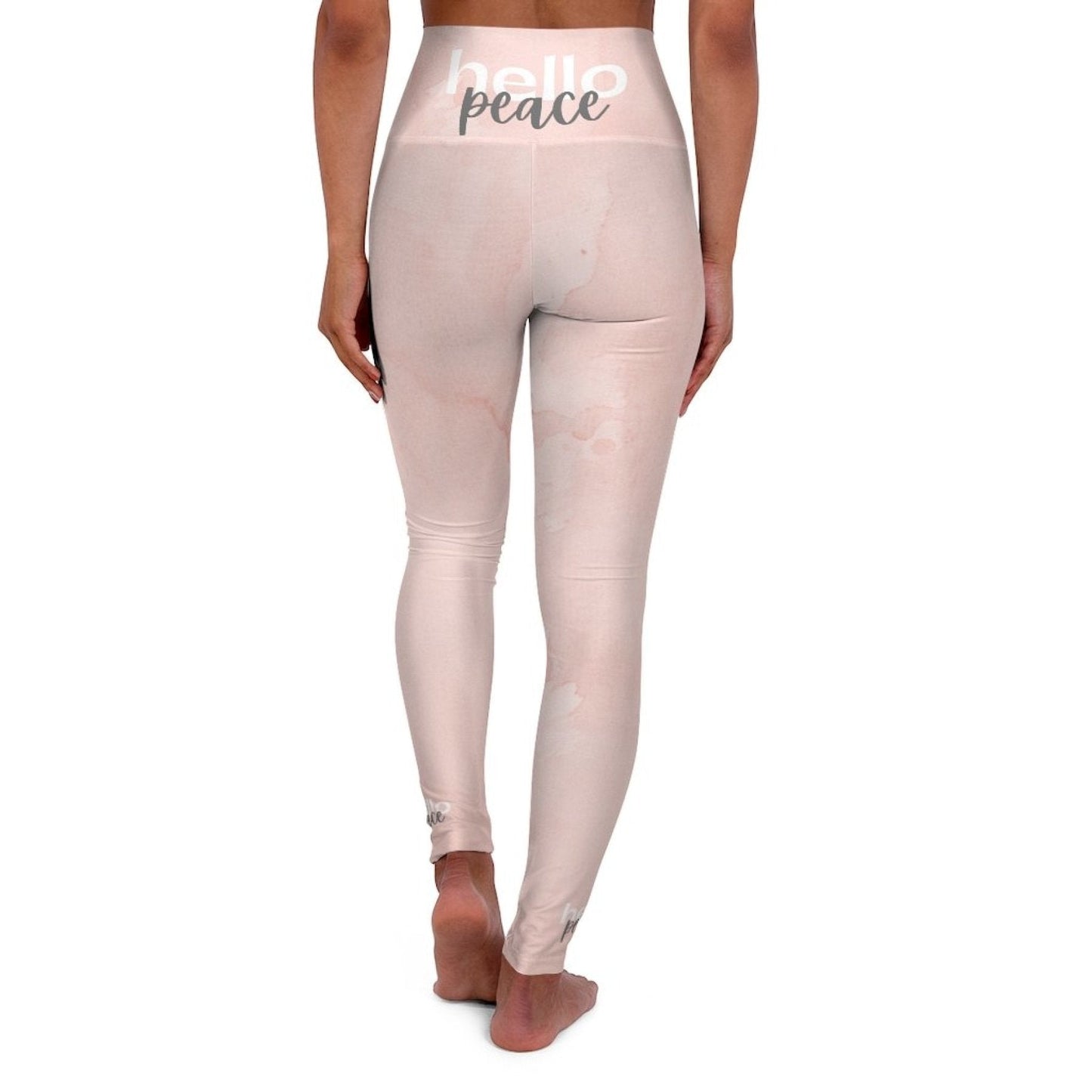 Womens High-Waist Fitness Legging - Pink Peach Marble