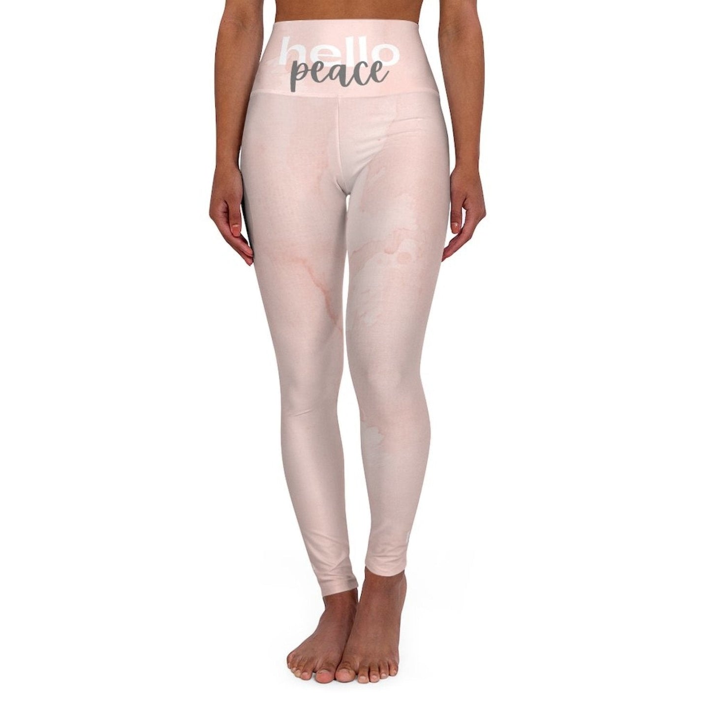 Womens High-Waist Fitness Legging - Pink Peach Marble