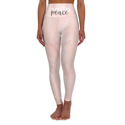 Womens High-Waist Fitness Legging - Pink Peach Marble