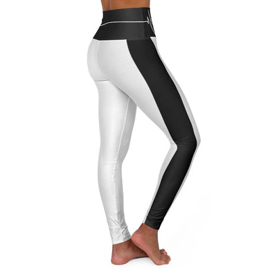 High Waisted Yoga Leggings - White and Black