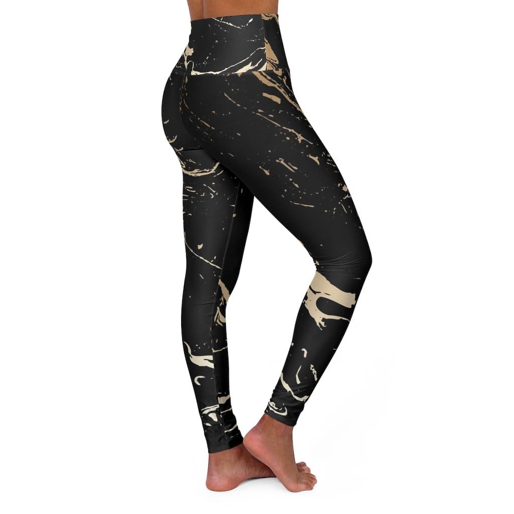 Pantalones de Yoga de Cintura Alta - Diseño en Negro y Dorado