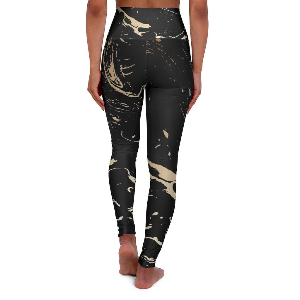 Pantalones de Yoga de Cintura Alta - Diseño en Negro y Dorado