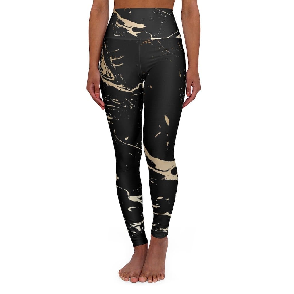 Pantalones de Yoga de Cintura Alta - Diseño en Negro y Dorado