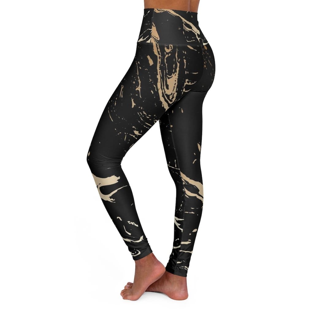 Pantalones de Yoga de Cintura Alta - Diseño en Negro y Dorado