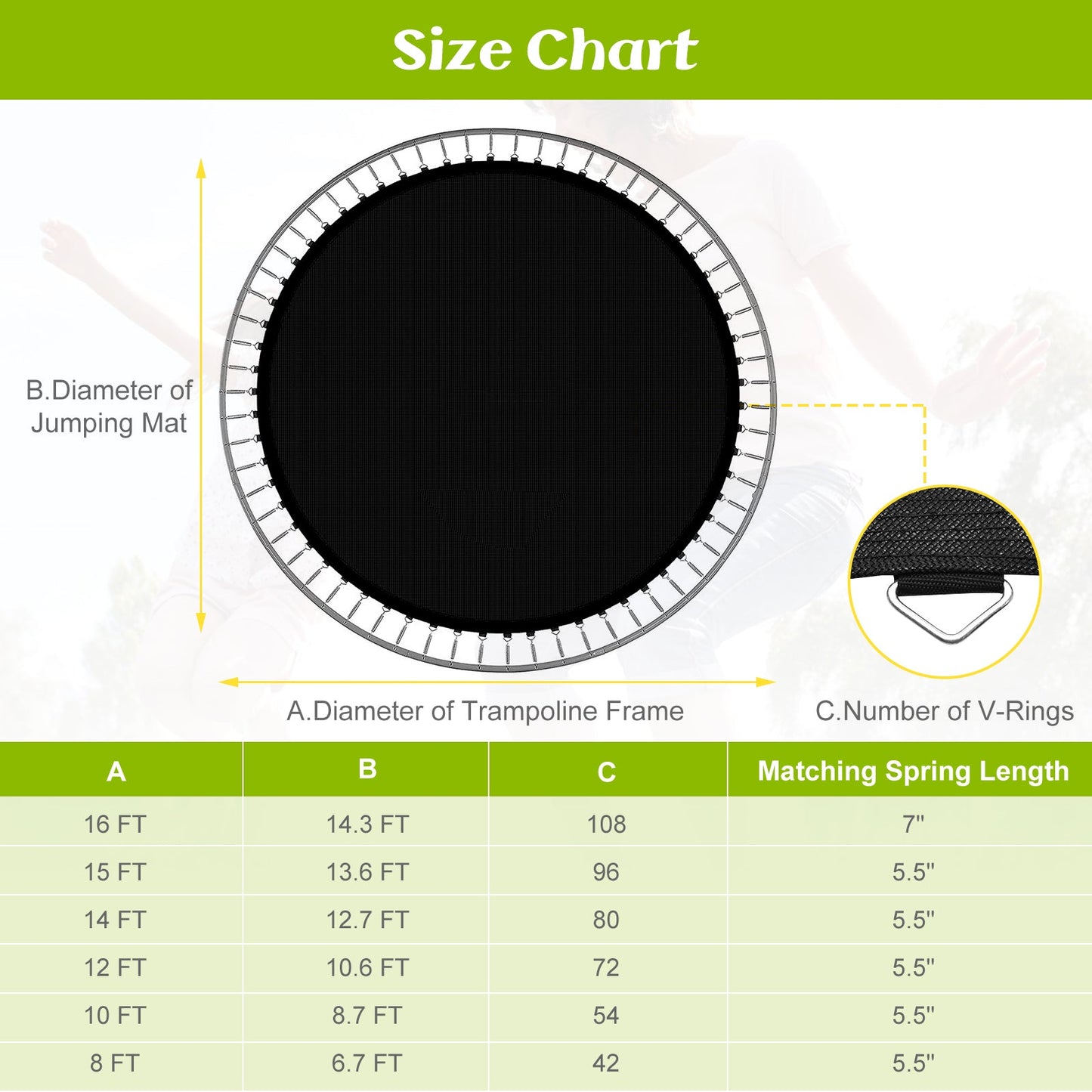 High-Elastic 12 ft Replacement Jumping Mat