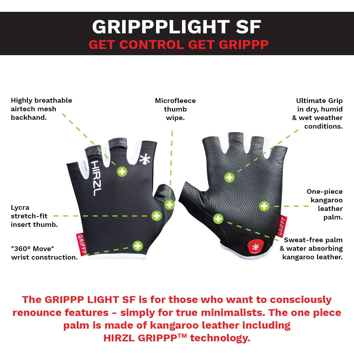 HIRZL GRIPPP LIGHT SF - Guantes de Bicicleta Premium