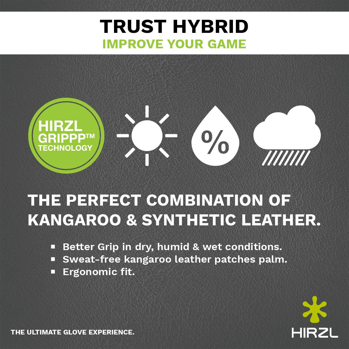 HIRZL Trust Hybrid - Golf Gloves - White / Black - Korvel