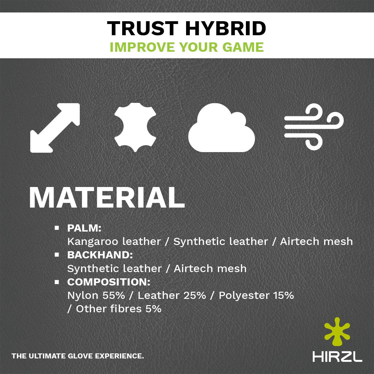 HIRZL Trust Hybrid - Golf Gloves - White / Black - Korvel