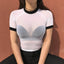 T-shirt en mesh transparent noir et blanc tendance pour femmes