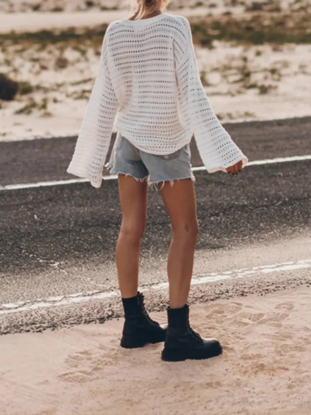 Hollow Out Beach Cover Shirt for Sun Protection
