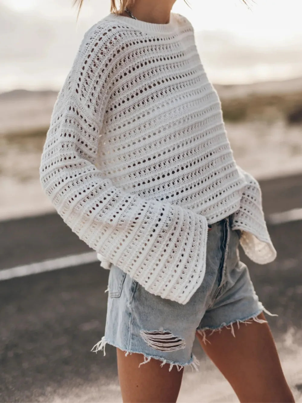 Hollow Out Beach Cover Shirt for Sun Protection