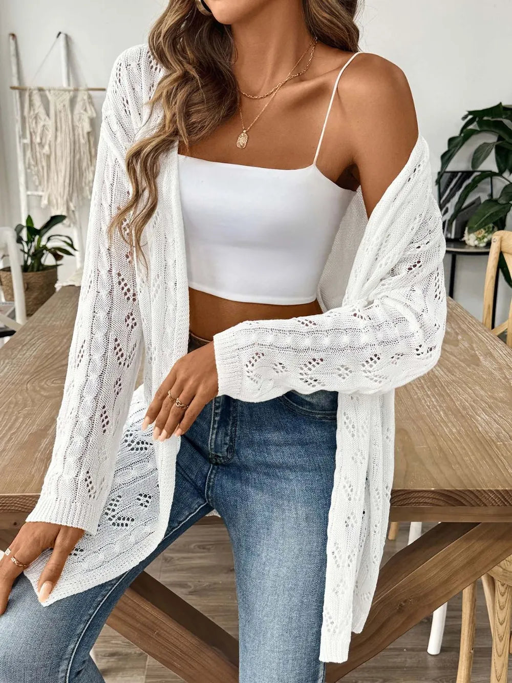 Hollow woven sweater without buttons air-conditioned sweater casual jacket - Korvel
