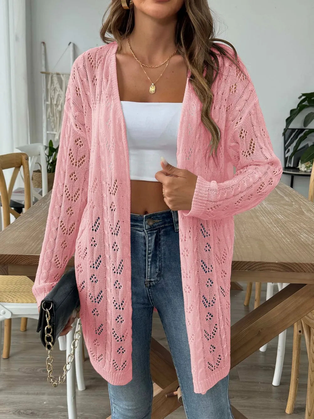 Hollow woven sweater without buttons air-conditioned sweater casual jacket - Korvel
