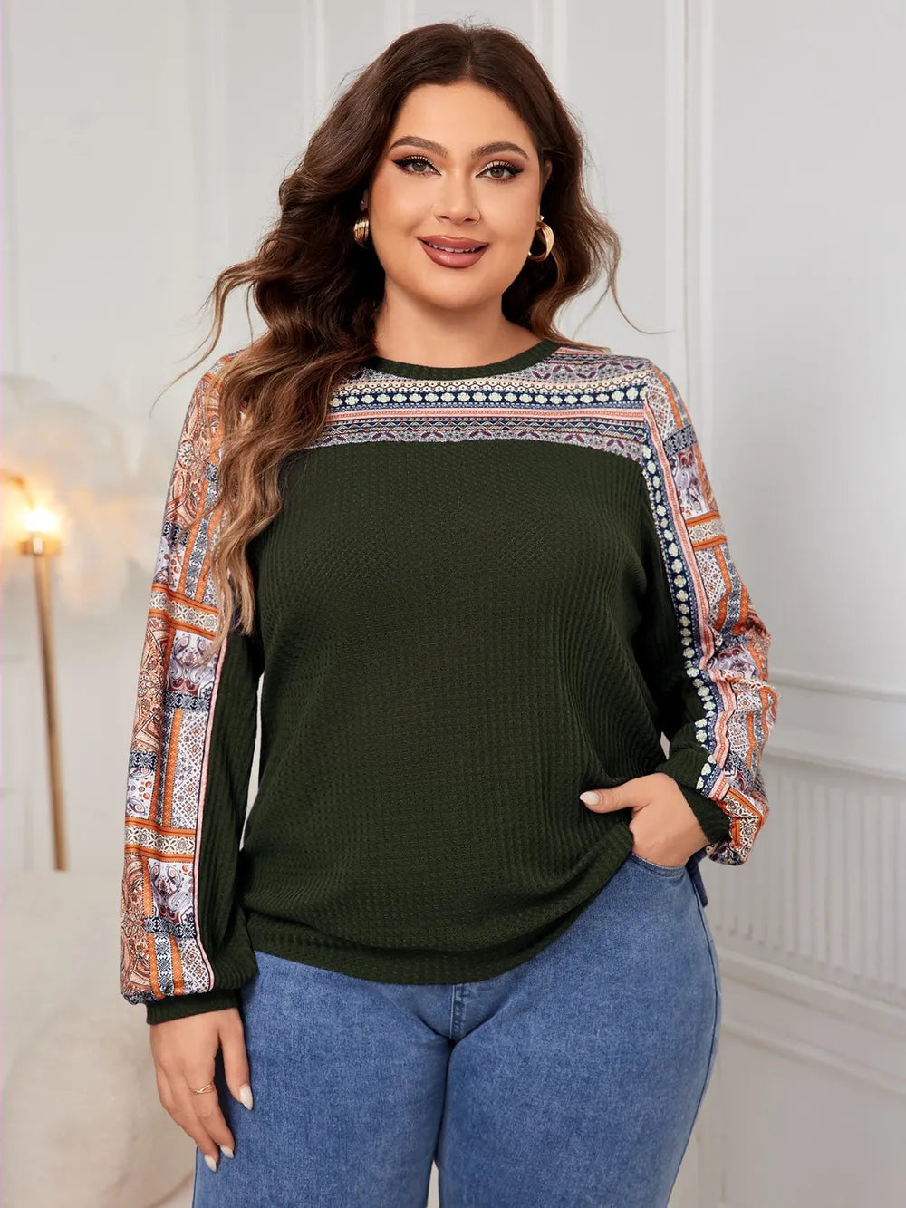 Sudadera de manga larga estampada Honey en tallas grandes