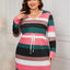 Honey Plus Size Striped V-Neck Long Sleeve Mini Dress