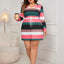 Honey Plus Size Striped V-Neck Long Sleeve Mini Dress