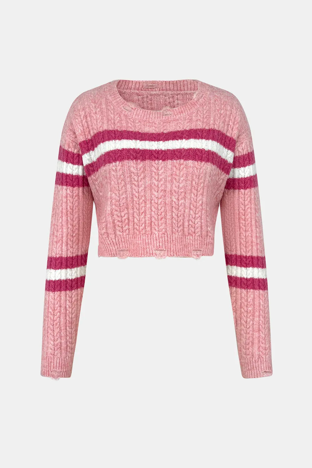 Contrasting Color Striped Hooded Sweater for Women