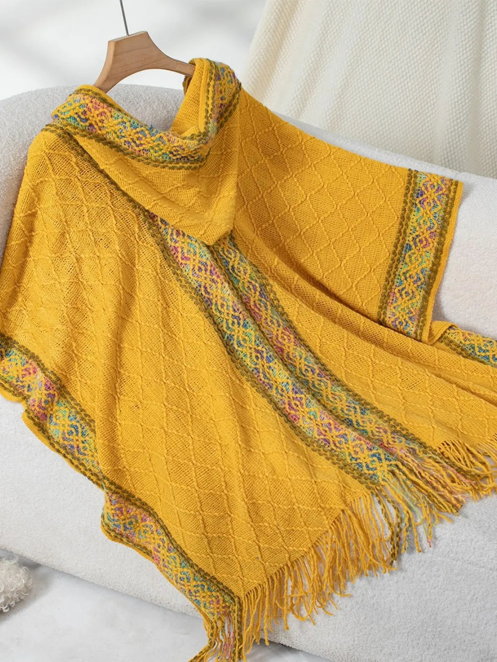 Hooded Tassel Cloak Sweater Shawl for Women