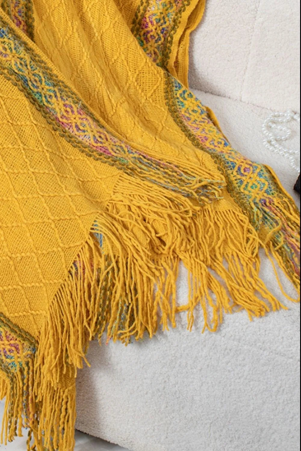 Hooded Tassel Cloak Sweater Shawl for Women
