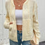 Cardigan à capuche en tricot avec fleurs torsadées de couleur unie
