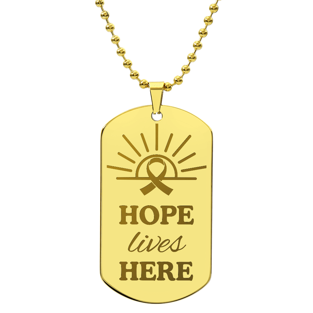Hope Lives Here Engraved Dog Tag Necklace