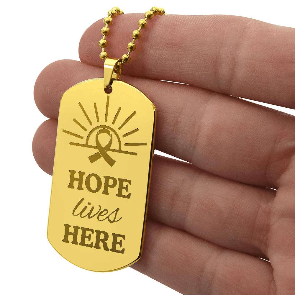 Hope Lives Here Engraved Dog Tag Necklace