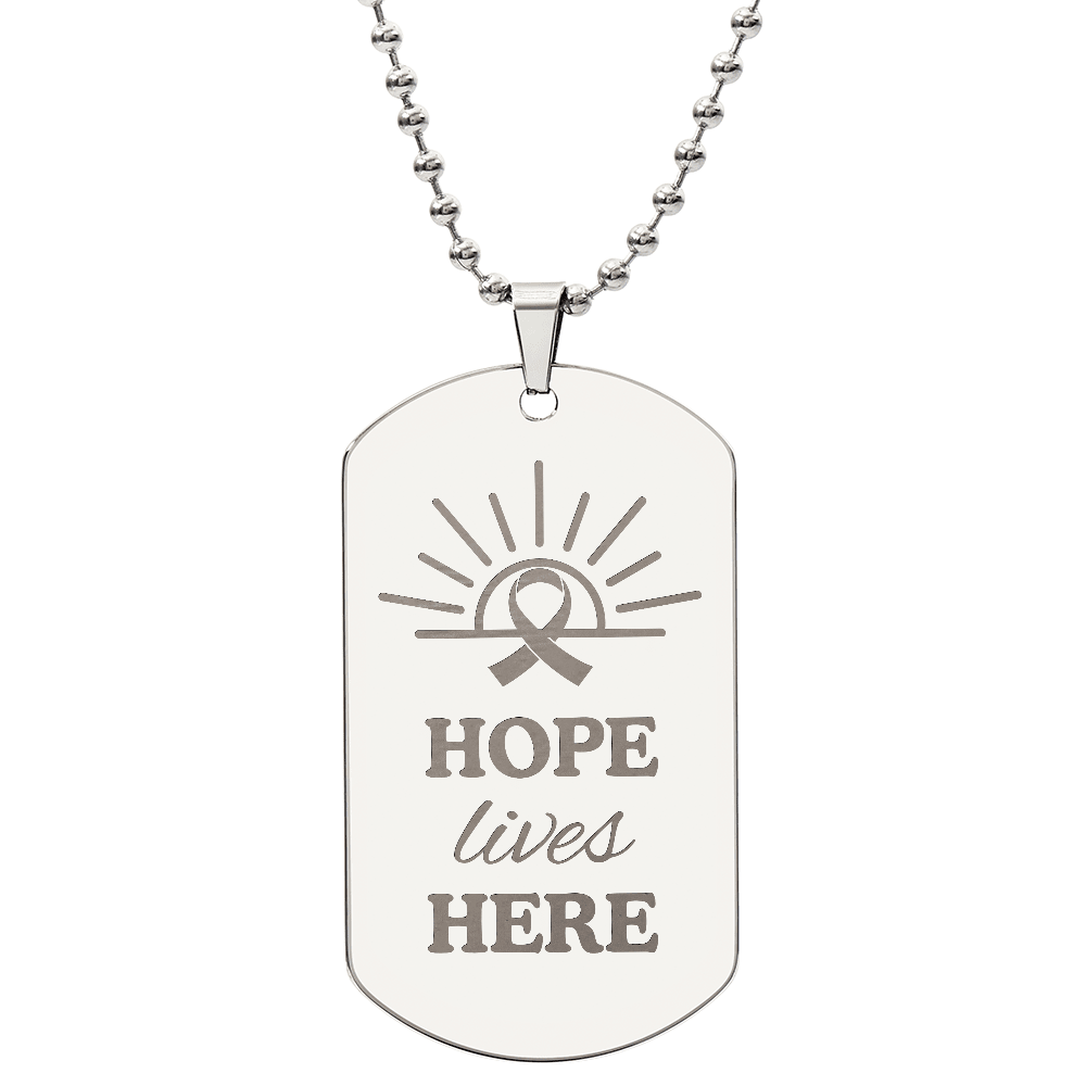 Hope Lives Here Engraved Dog Tag Necklace