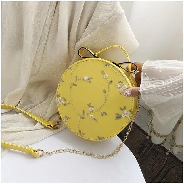 Elegant Floral Lace Round Shoulder Bag for Women