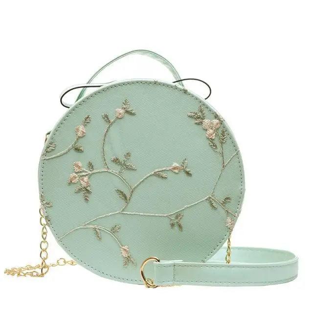 Elegant Floral Lace Round Shoulder Bag for Women